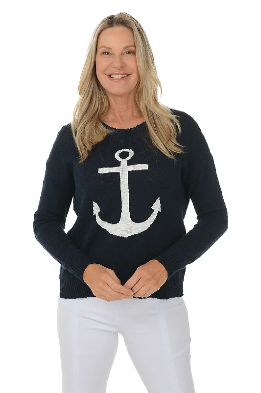 Style Beyond Borders Anchor Long Sleeve Cotton Sweater