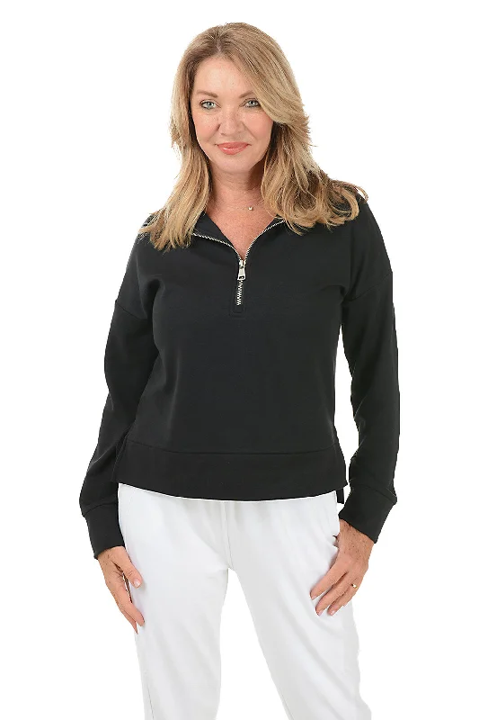 Holiday Glam Zip-Neck Dolman Sleeve Scuba Sweatshirt