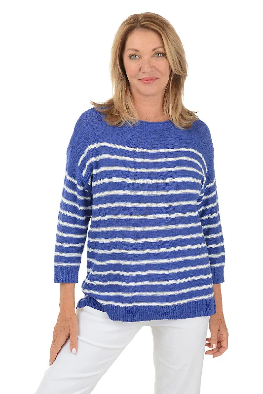 Unleash Your Style Marine Striped Boat Neck Sweater