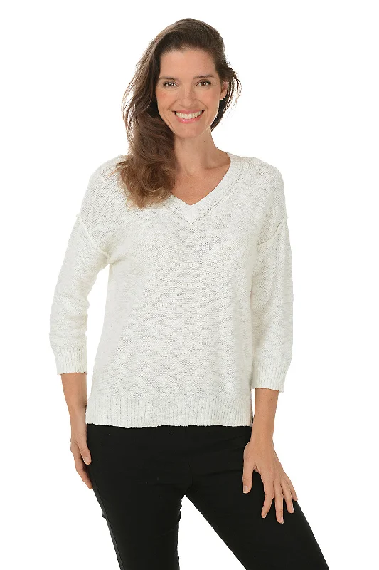 Trend Forward Threads V-Neck Drop Shoulder Cotton Sweater