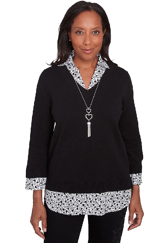 Effortless Style, Endless Impact Petite Wild At Heart Collared Necklace Sweater