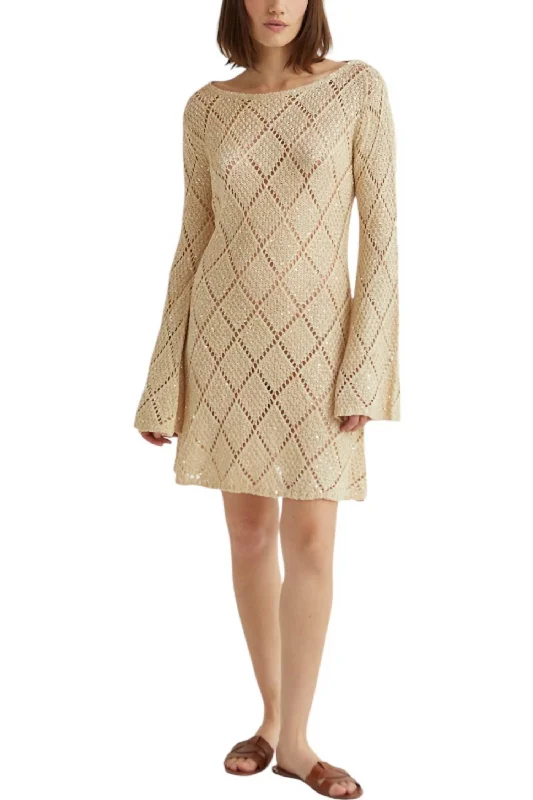 Sophisticated Fashion Rem Mini Cover Up Dress In Midsummer Gold