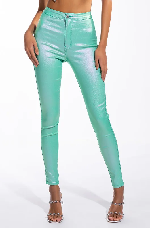 Daily Essentials BORN TO SHINE METALLIC SKINNY PANTS