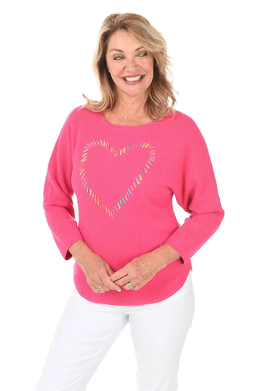 Fashion For Every Occasion Pink Rainbow Heart Sweater