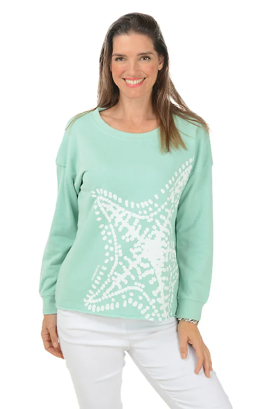 Odd Size Clearance Sale Sea Glass Starfish Drop Shoulder Sweatshirt