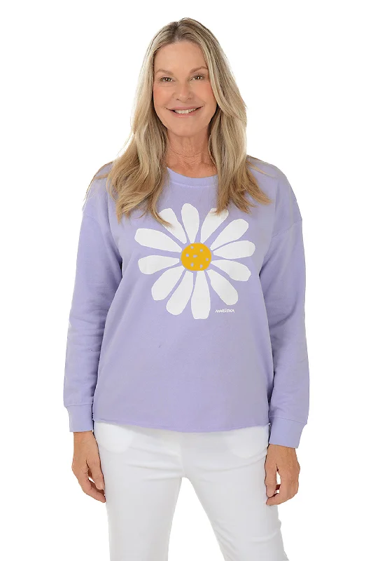 The Epitome Of Modern Women's Fashion Lilac Big Daisy Drop Shoulder Sweatshirt