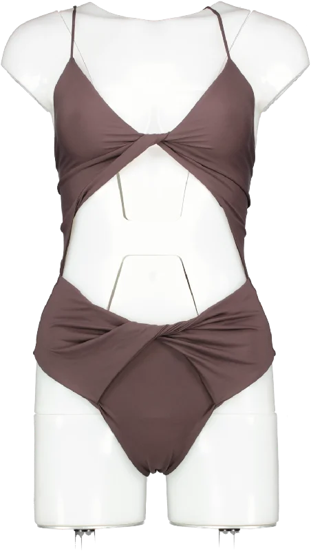 Trendy Women's Wear Collection More Noir Brown Twisted One-piece Swimsuit UK S