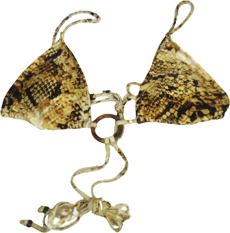 Casual Chic River Island Brown Diamante Snakeskin Wrap Bikini Top UK 8