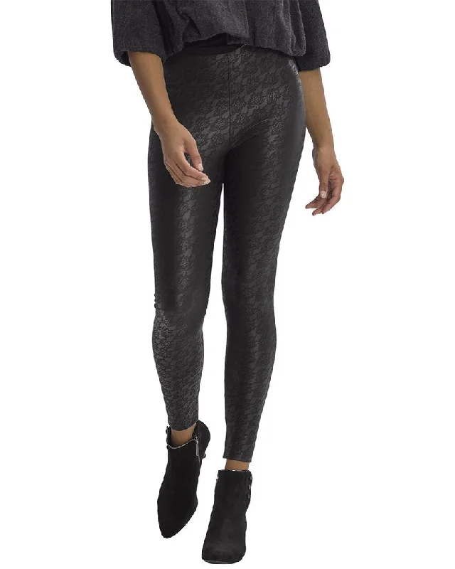 Dive Into Trendy Styles HUE Lacy Leatherette Hi Rise Legging