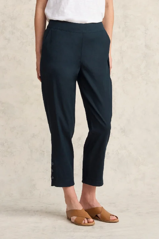 Timeless Classics Curved Hem Linen Pant - Ink