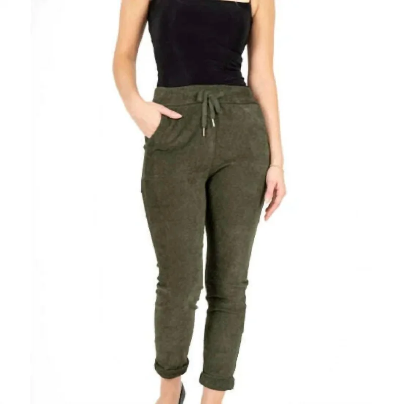 Sophisticated Style Tapered Pants In Olive Cord