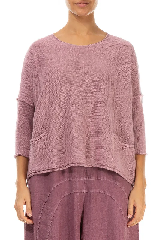 Outfits Ideas Two Pockets Mauve Pink Linen Jumper