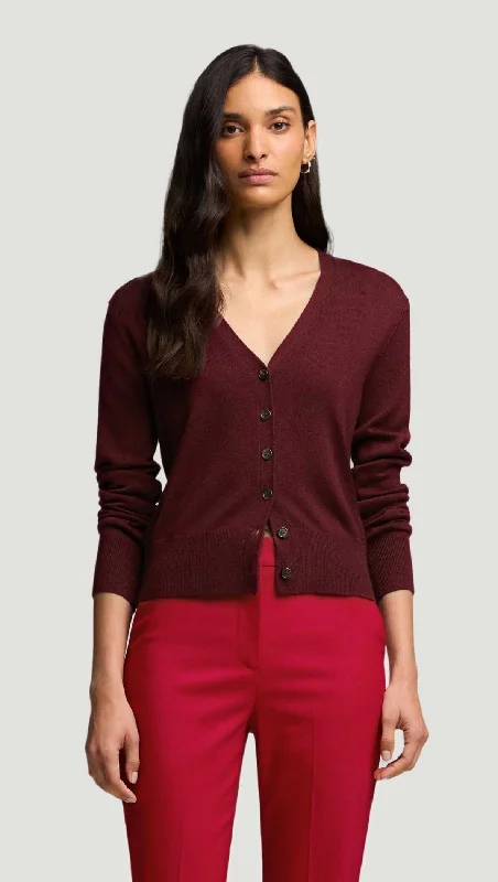 Clearance Event Everyday Knit Crew Cardigan in Merino Wool | Burgundy