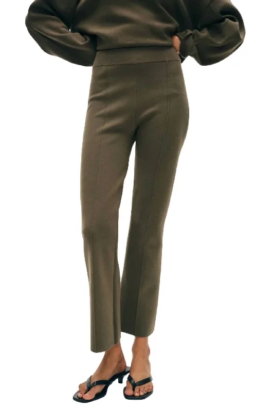 Trendy Women’s Apparel Organic Cotton Kick Flare Pants In Dark Sage