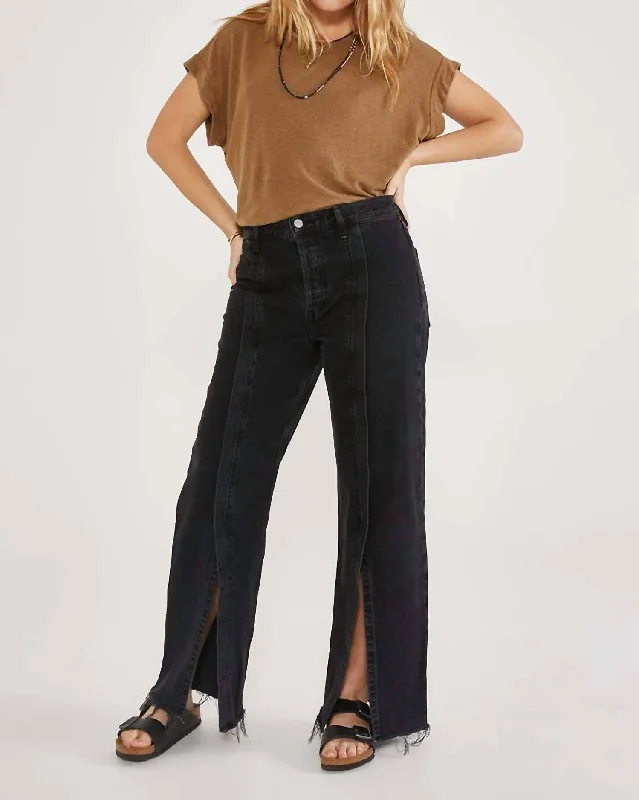 Clothes Woman Astrid Split Leg Pant In Black Rock