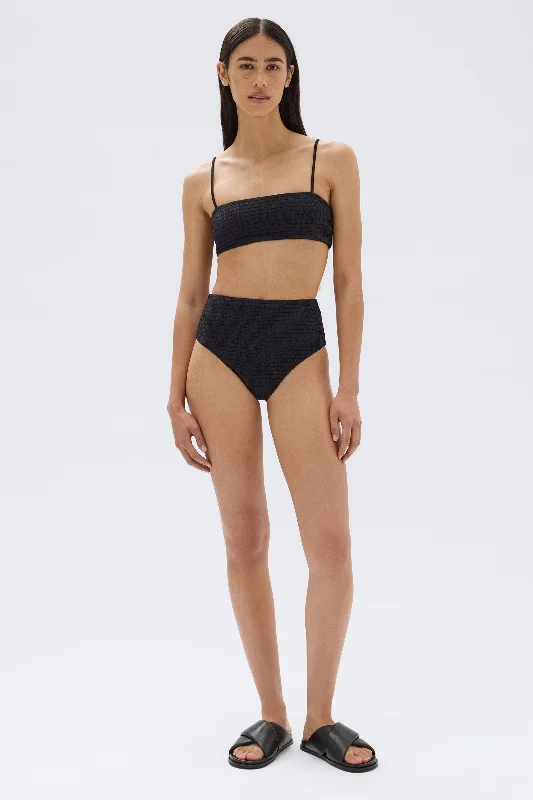 Minimalist Style Textured Square Neck Swim Top