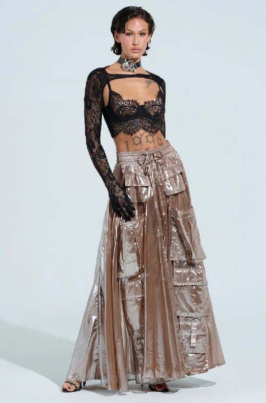 Top Deals ALL I NEED METALLIC MAXI CARGO SKIRT