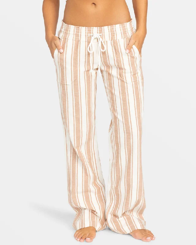 Fashionista Favorites Roxy Oceanside YD Pants-Camel Sandy Stripe