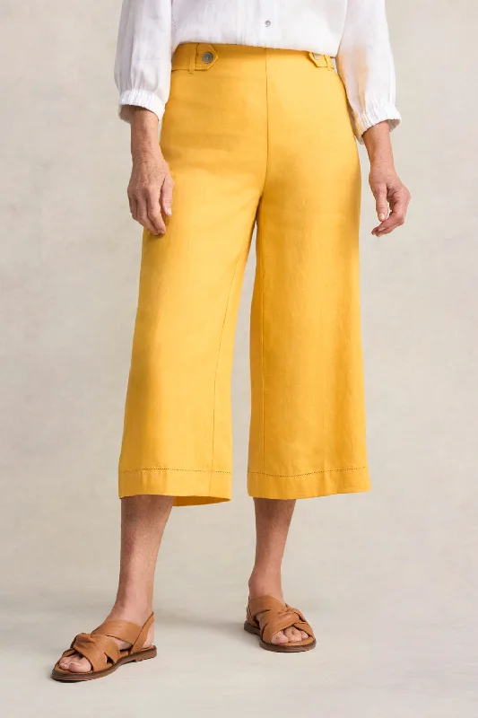 Street Style Fashion Linen Culotte - Mustard